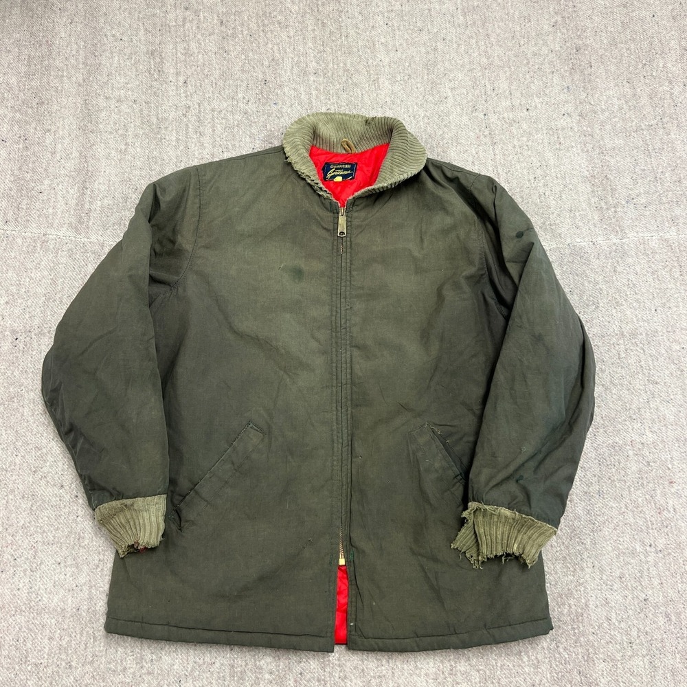 Vintag Osh Kosh Jacket Mens Large Green 1960s‎ Zip Up Distressed